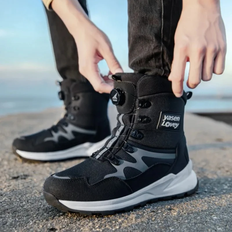 

Winter Warm Snow Boots for Men Outdoor Non-slip Platform Boots Fashion Designer Plush Warm Mid-calf Men Cotton Boot Botas Hombre