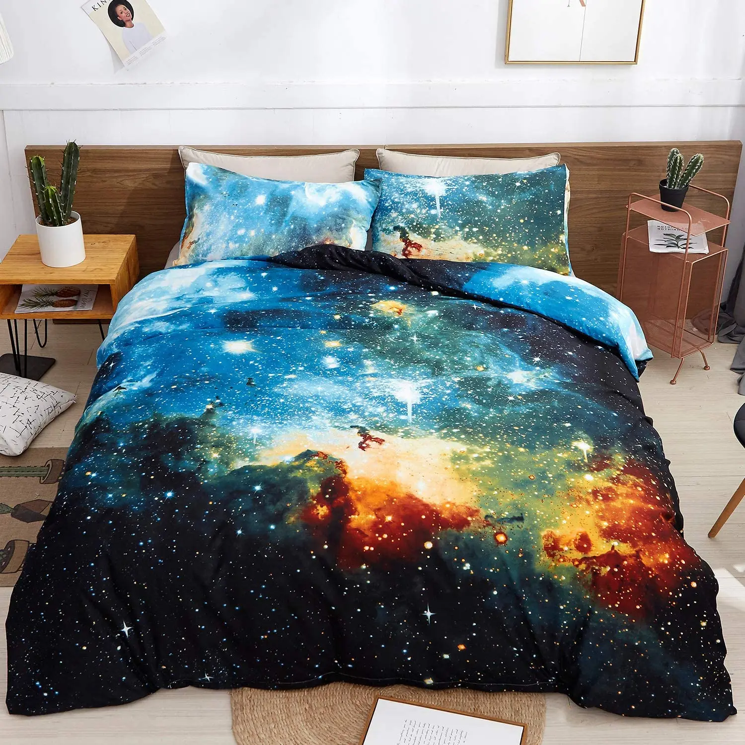 

3D Galaxy Duvet Cover Set Queen Size Outer Space Luxury Soft Bedding Set Comforter Cover(1 Duvet Cover+2 Pillowcases)