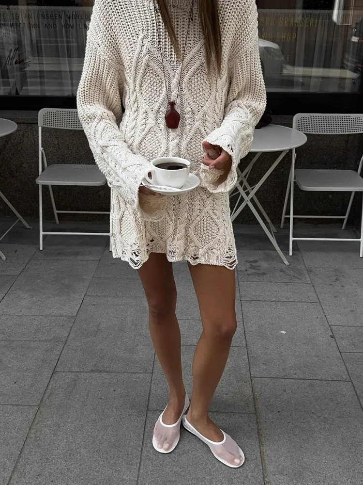 Elegant Round Neck Long Sleeved Loose Knit Sweater Set Women High Waist Solid Color Slim Skirt Outfit Autumn Street Commute Suit