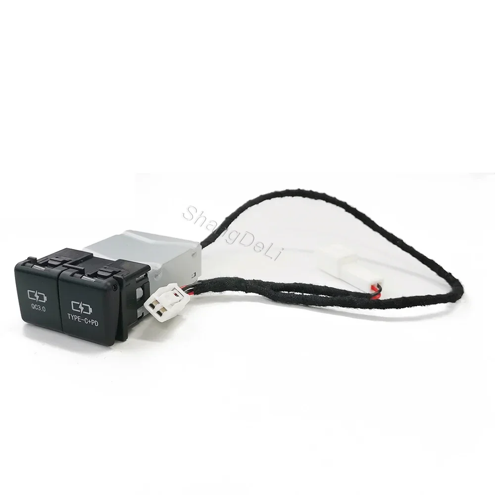 1PC Car Phone Charger Socket Dual QC3.0 USB Type C PD Charging Armrest Box Power Adapter For Toyota RAV4 Wildlander 2020-2024