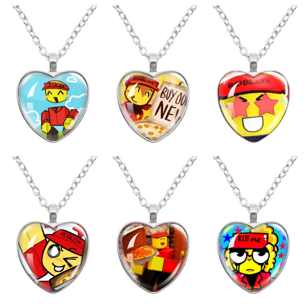 Compre nuestra nueva Pizza Elliot juego Forsaken divertido MeMe cristal forma de corazón colgante collar joyería encanto Gamer recoger regalo