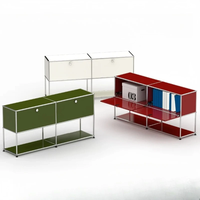 

Minimalist Steel Storage Side Cabinet｜Slim Profile Flip Door Unit for Hallway | Flip-Top Cabinet for Living Room