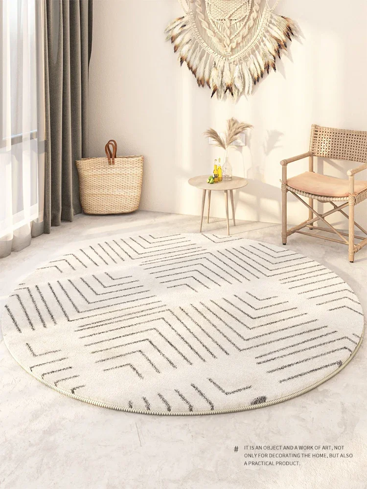 Carpet Round Chemical Fiber ModernSimple Geometric Pattern Printing and Dyeing Household Suitable for LivingRoom Bedroom Striped