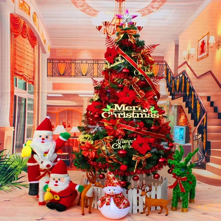 Multi Specification Luxury Large Simulated Tree 3~6M with diversified colored fittings for indoor space festival visual styling