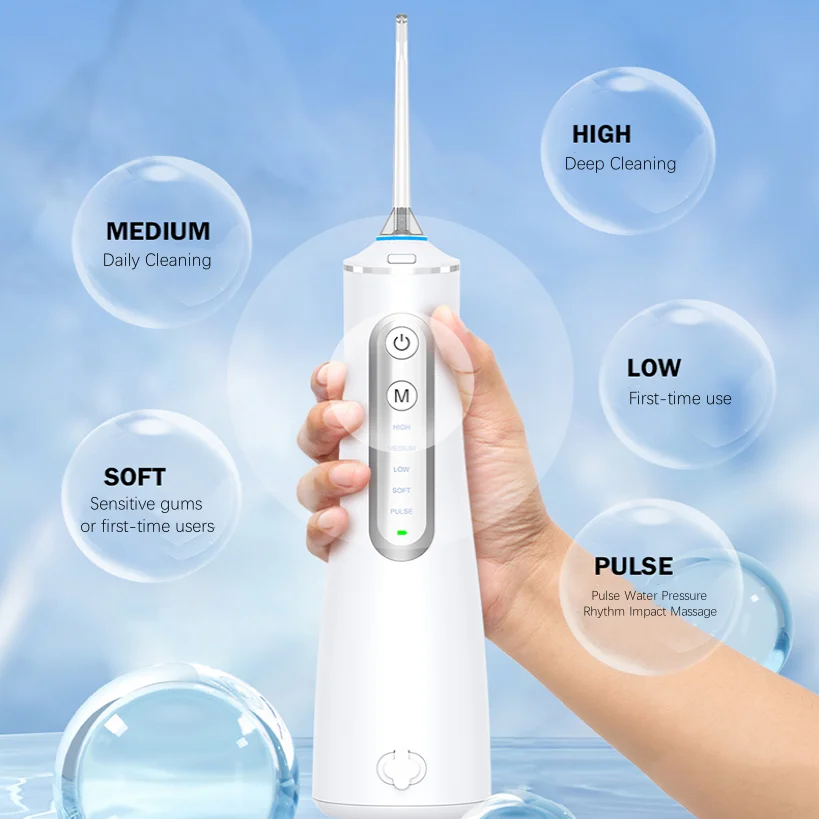 Portable 260ml Rechargeable Cordless Dental Irrigator 5 Modes Electric Water Flosser Oral Water Jet