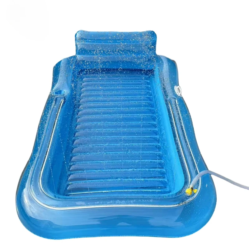

Inflatable pool lounge chair raft float Adult removable pillow 4 in 1 lounge chair float Inflatable tanning pool