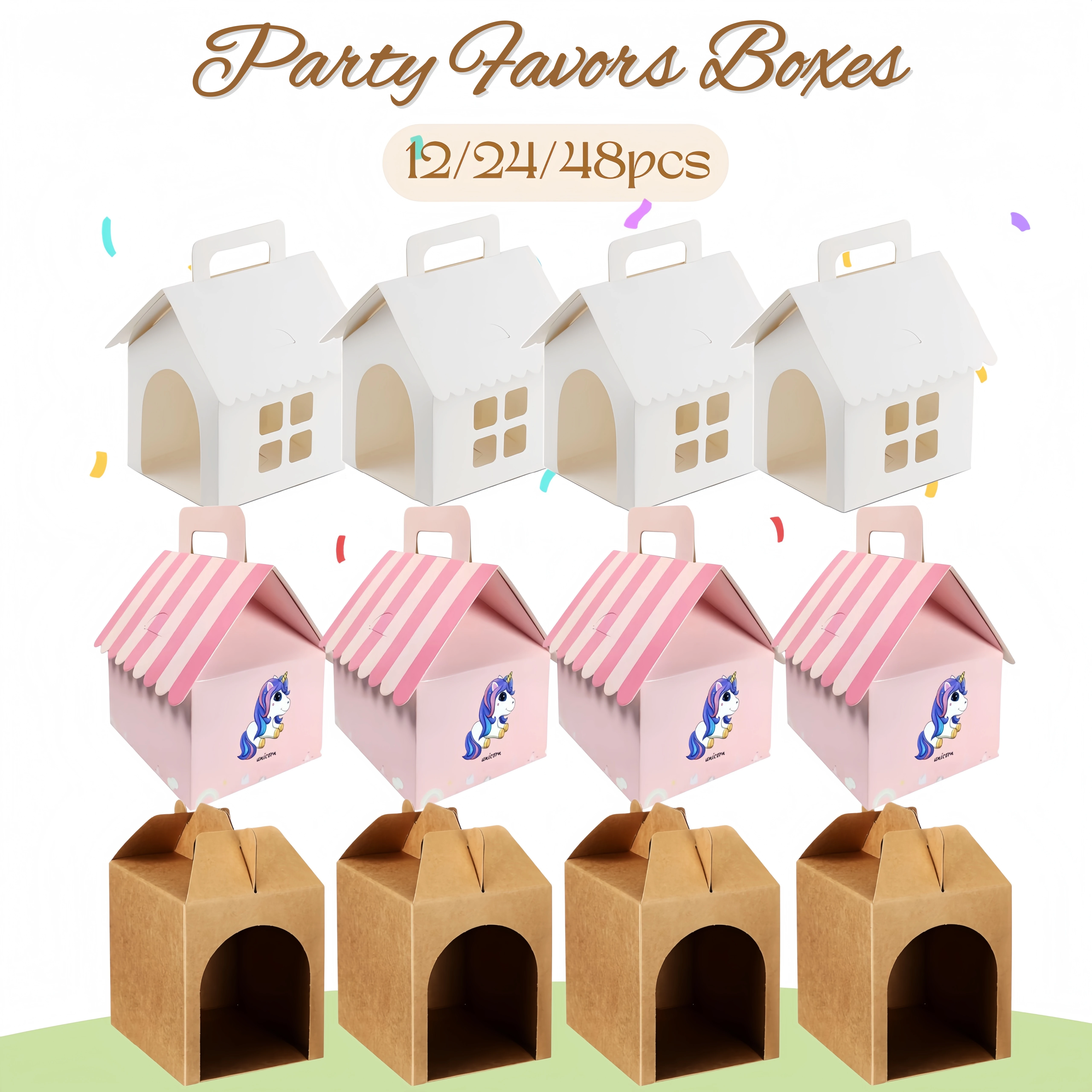 12-48個入り-犬型パーティーギフトボックス-犬小屋型ボックス-穴あきハンドル付き-折りたたみ式おやつギフト-誕生日パーティー用品