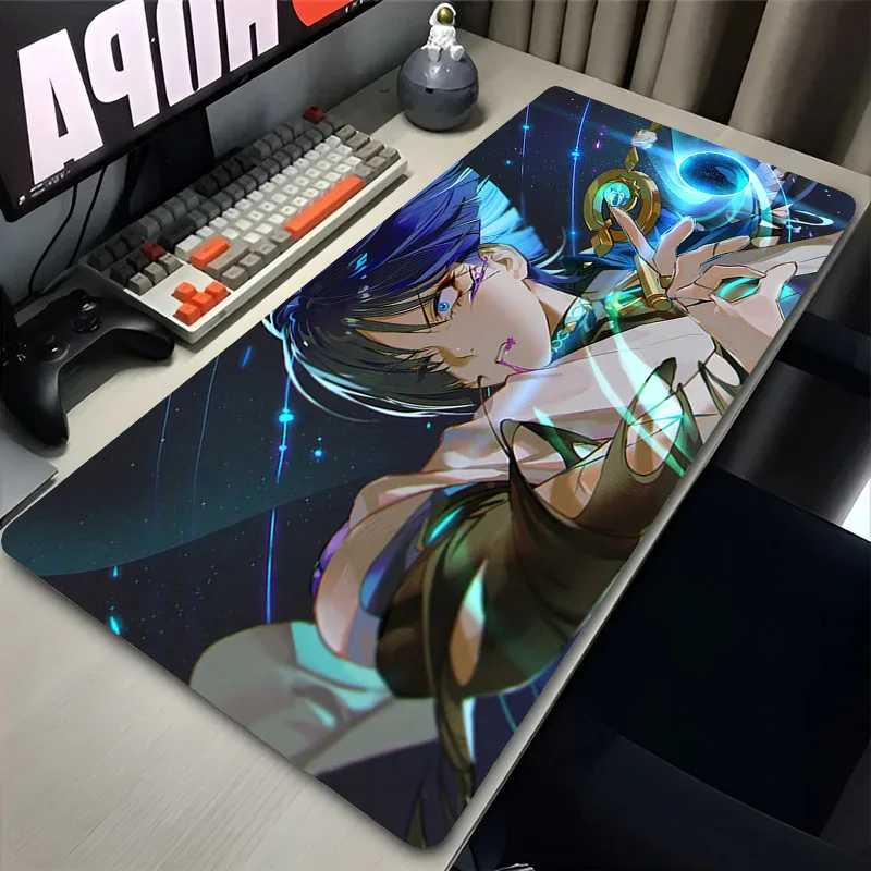 Gaming Mousepad XXL Genshin Impact Wanderer Anime Desk Mat Keyboard Accessories Large Mouse Pad Custom HD Home Office PC Carpet