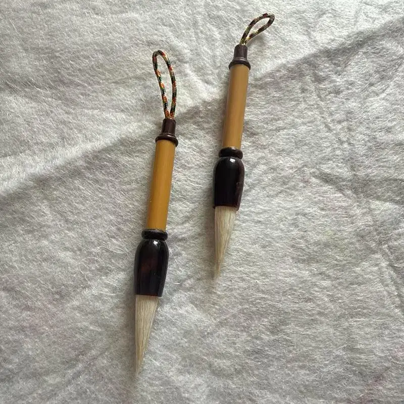 Mini Portable Chinese Calligraphy Brush 9cm Pocket Size Bamboo Handle Small Writing Brush Traditional Ink Watercolor Painting
