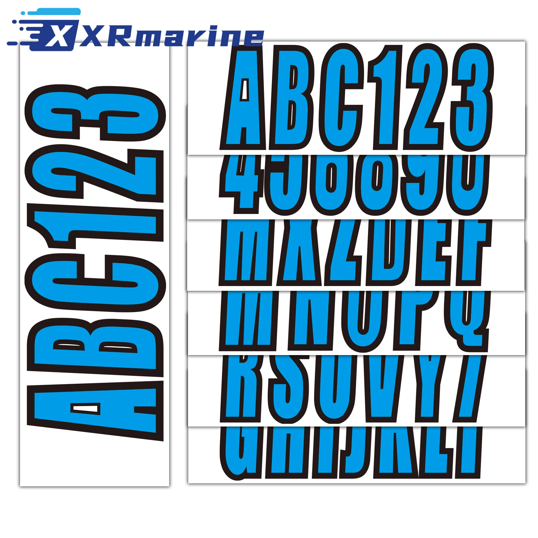 Stickers Decal for Boat letters and numbers registration 4 Sets of A-Z & 0-9 Blue