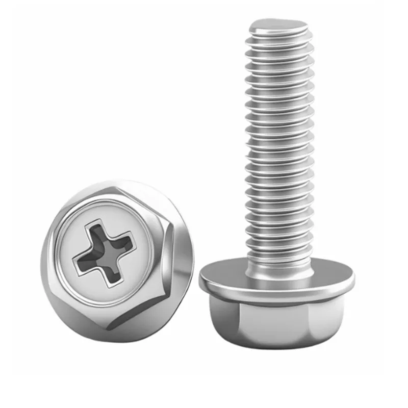 10 stücke M4 M5 M6 Bolzen Edelstahl Schrauben Hexagon Phillips Flansch Kopf Hex Schrauben 304