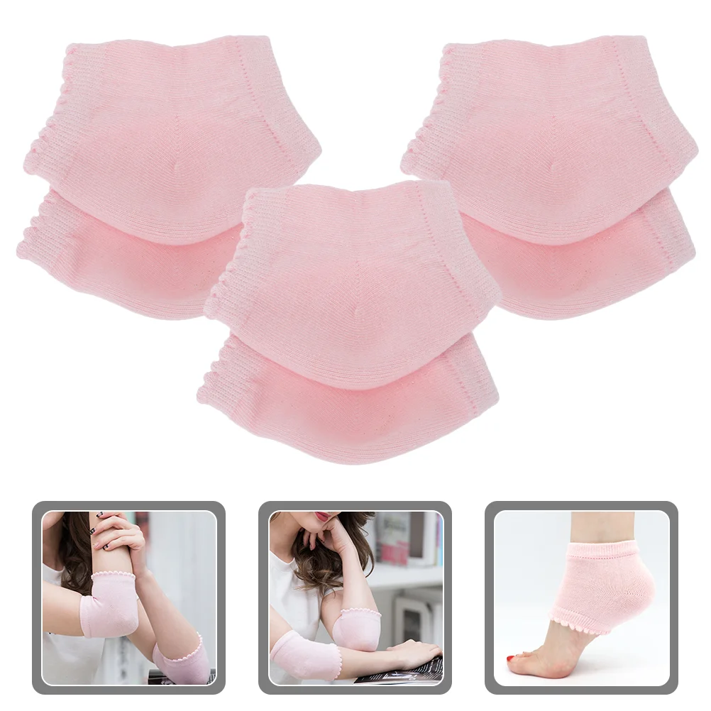 

3 Pairs Moisturizing Heel Socks for Cracked Heels Elbow Pads Spa Cover Foot Mask