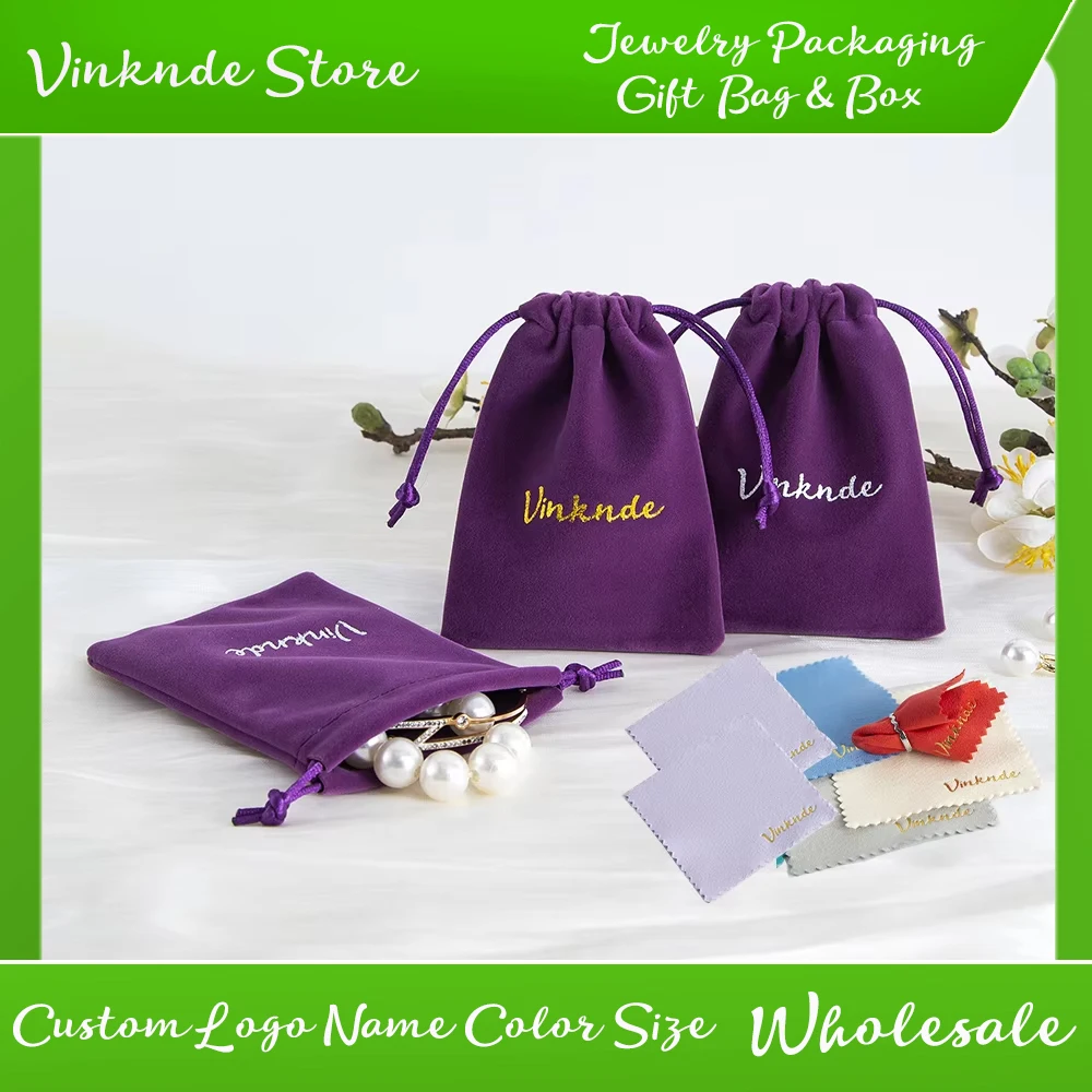 

Новая мягкая бархатная сумка на шнурке с логотипом и серебряным набором полировальных тканей 8*8 см, портативный органайзер для путешествий, чистые серьги, кольца