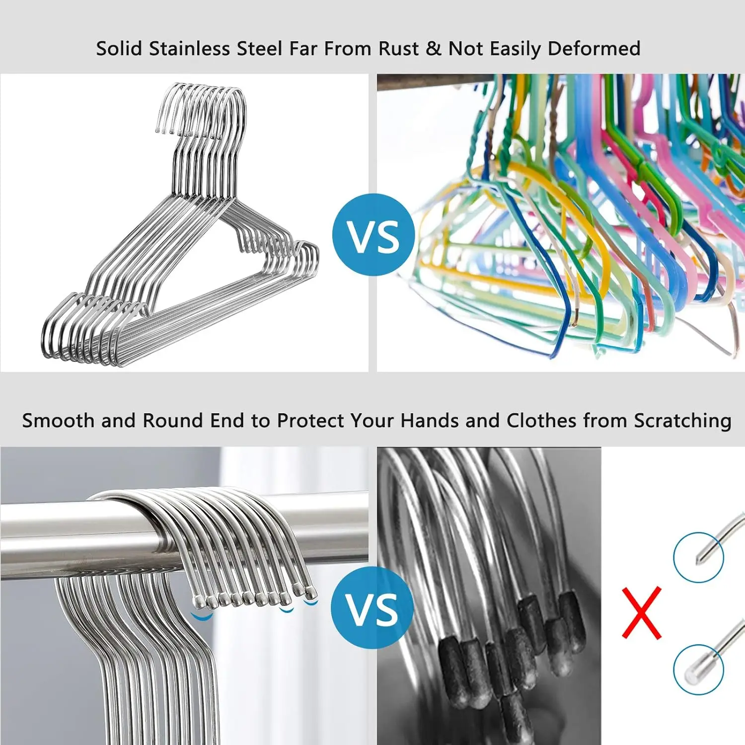 Wieszaki druciane - 45 cm wytrzymałe wieszaki ze stali nierdzewnej (50 sztuk)