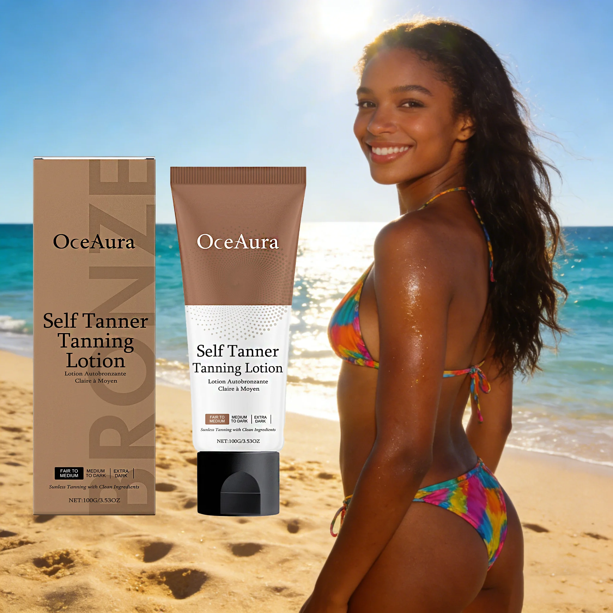 

OCEAURA Skin Darkening Cream Rapid Tanning Deep Hydrate Improve Roughness Brighten Even Skin Tone Fast Results Body Bronze Cream