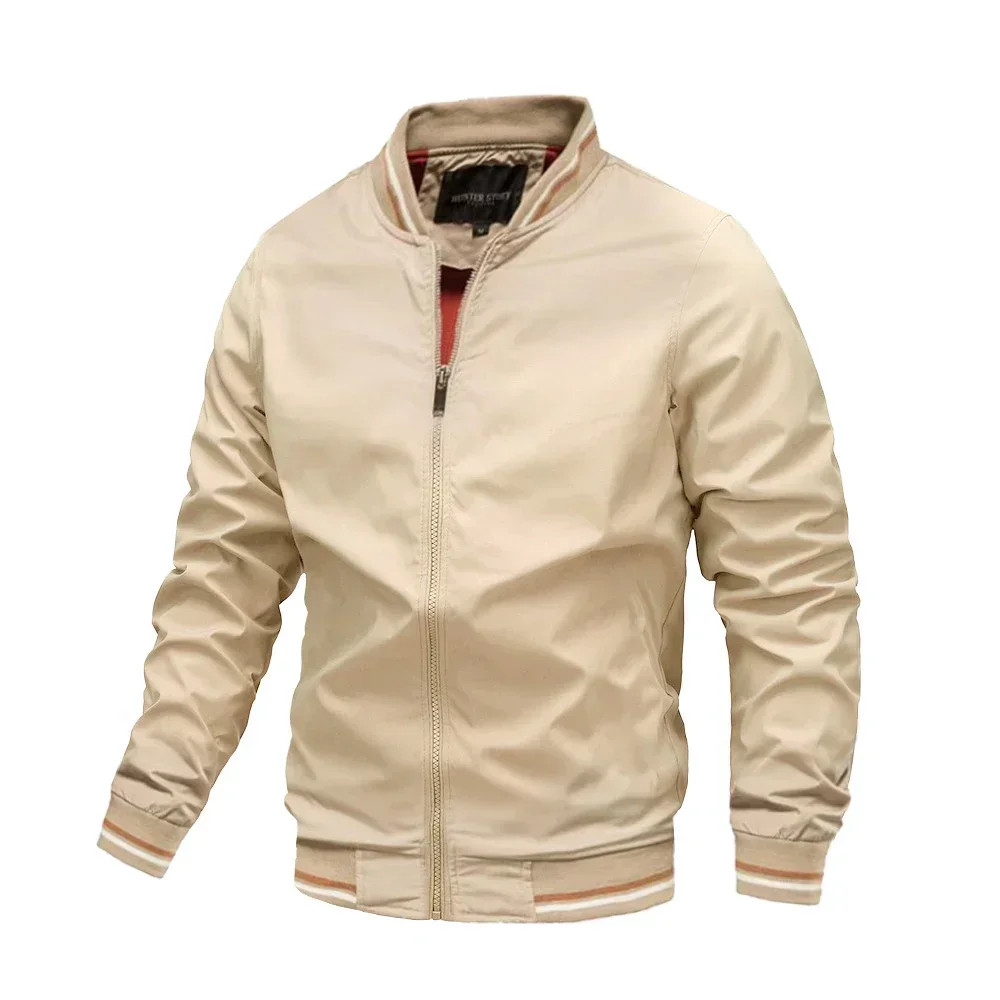 Giacca da uomo primavera autunno Golf Bomber giacca a vento Casual cappotto giacca militare con colletto alla coreana con cerniera Outwear di alta