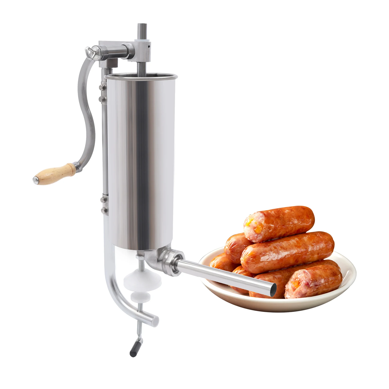 Sausage Stuffer, Vertical Stainless Steel Sausage Maker Packed with 8 Tubes, Commercial and Household Use