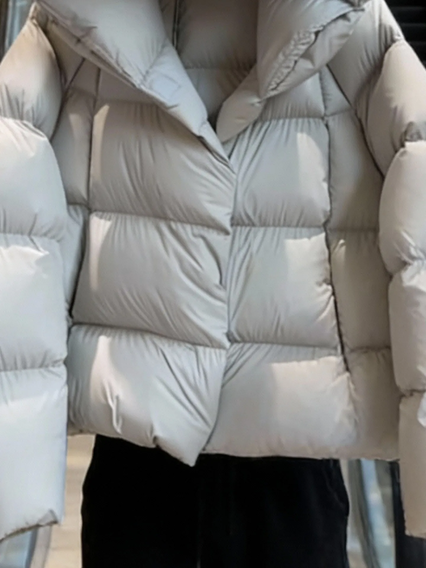 Sli ort Puffer Jaet Women's Faion Korean Version Polyester Fiber White Du down Filling Warmth High Waist Design