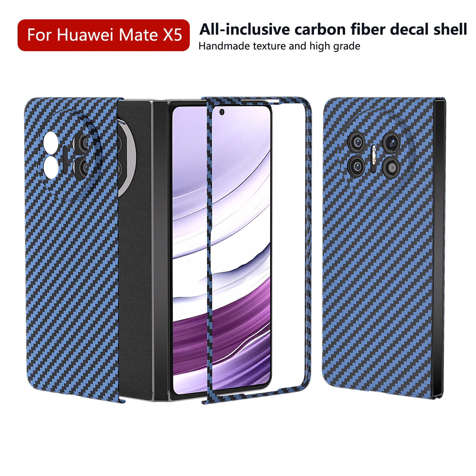 

Skin Feel Matte Frosted Carbon Fiber Decal Shell Case for Huawei Mate X3 Shockproof Ultra-Thin Folding Protective Cover Funda