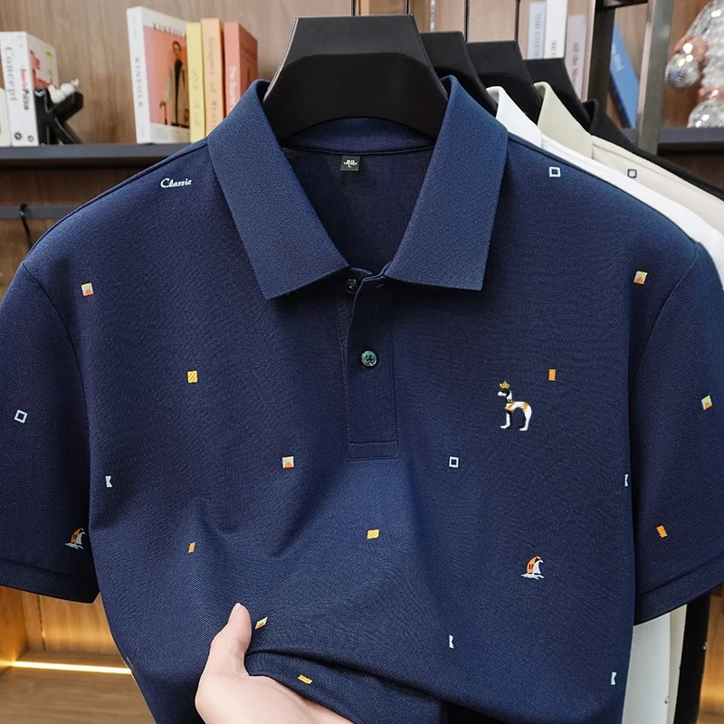 Affordable Luxury Men Short-Sleeved Polo Shirt Lapel Button Multi-pattern Embroidery T-Shirt Breathable Leisure Men's Clothing