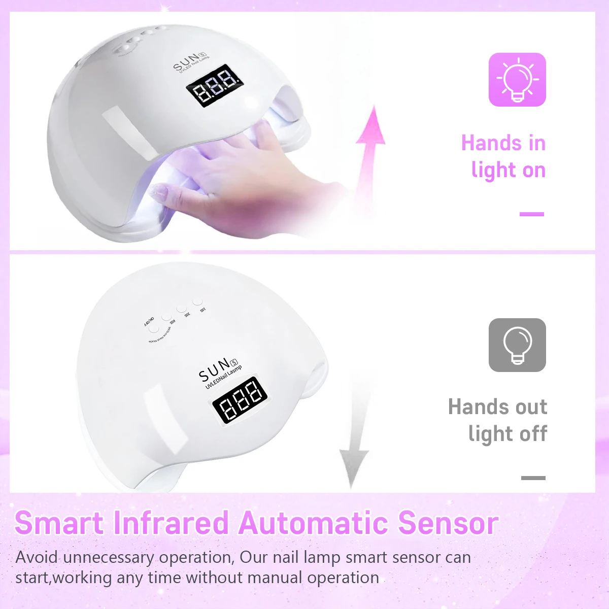 48W UV LED Nail Lamp With 4 Timers Setting Portable Nails 24LED For Fast Gel Nail Polish Home Manicure Equipment image 6