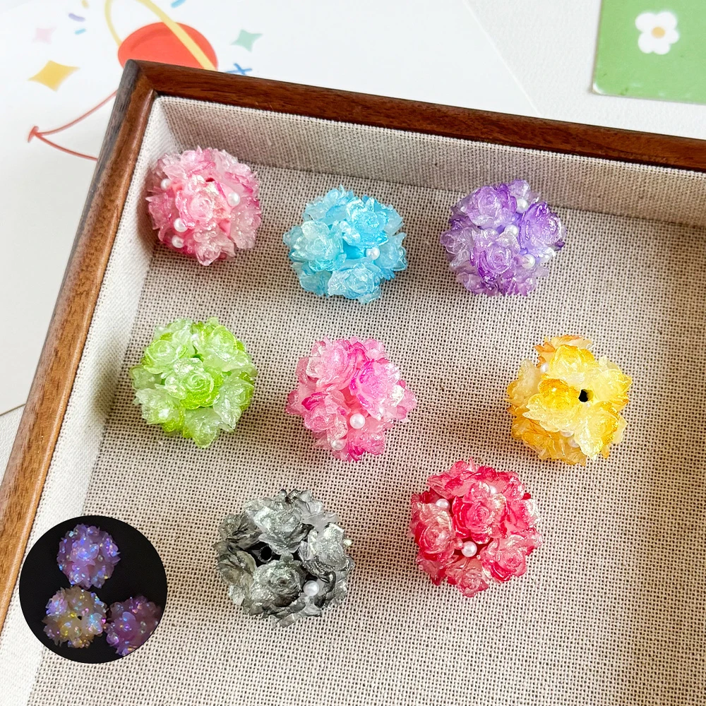 

Cordial Design 22*22MM 50Pcs DIY Fancy Beads/Luminous Effect/Flower Shape/Resin/Hand Made/Jewelry Findings & Components #18931