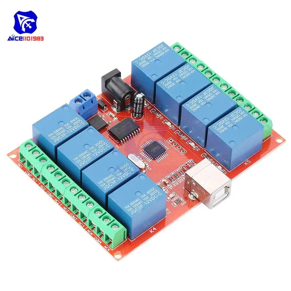 diymore 8 Channel Relay Board Type-B USB Programmable ULN2803 Relay Driver Chip for Arduino Smart Home DC 12V