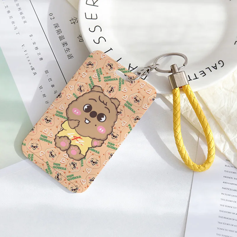 STRAYKIDS Cute Cartoon SKZOO Push-Pull Sliding Cover ID Card & Bus Card Keychain Protector