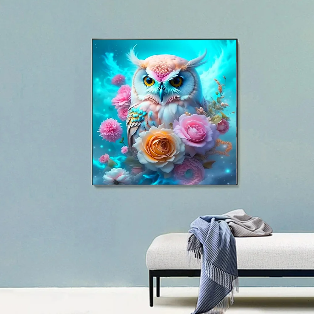 Huacan Full Diamond Painting Animal Owl Rhinestone Pictures Diy Diamond Mosaic Flower Rose New Collection Home Decor