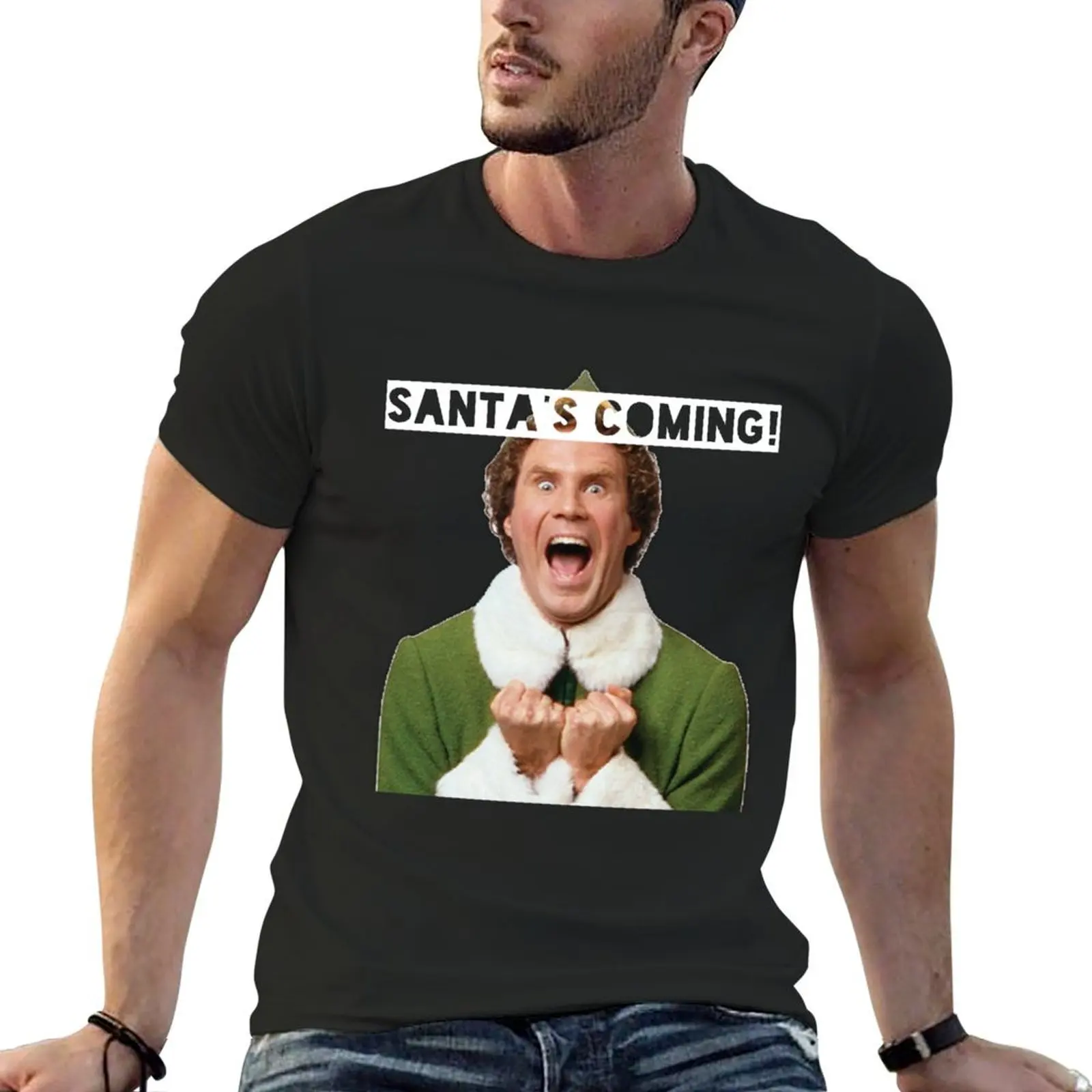 

Elf - Santa's Coming! T-Shirt Aesthetic clothing vintage graphic tee graphic t shirt vintage boys whites men tshirt