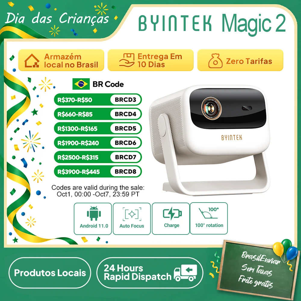 Projetor BYINTEK U90 4K Google TV 11.0 Full HD 1080P Cinema WiFi Portátil Home Theater Vídeo Projetor DLP com Bateria