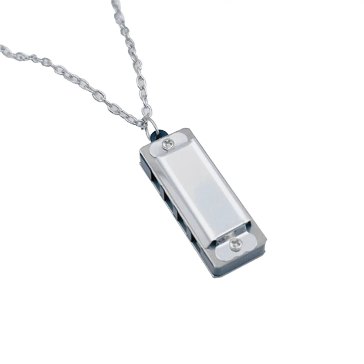 Mini Harmonica Necklace 4 Hole 8 Tone Harmonica Portable Musical Instrument for Children and Beginners