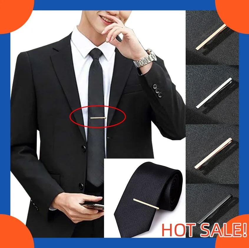 Tie Clips Men's Metal Necktie Dress Shirts Tie Pin For Wedding Ceremony Bar Gold Tie Clasp Man Practical Necktie Accessories