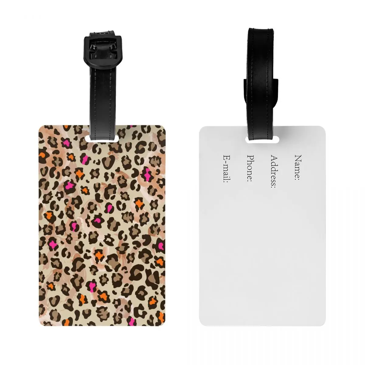 Custom Animal Skin Leopard Print Luggage Tag Privacy Protection Baggage Tags Travel Bag Labels Suitcase