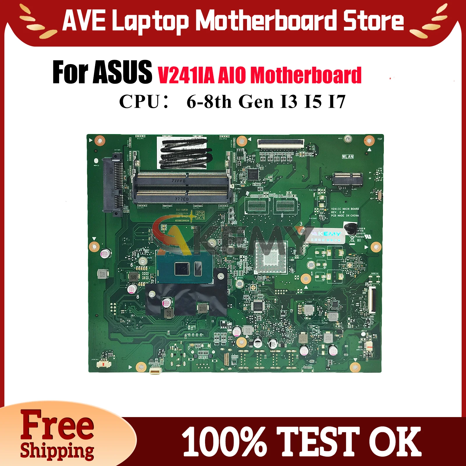 

Материнская плата V241IA для ASUS Vivo AiO V241ICR V241IA V241IC V241I с процессором I3 I5 I7, 100% тестирование, ОК, быстрая доставка, stk