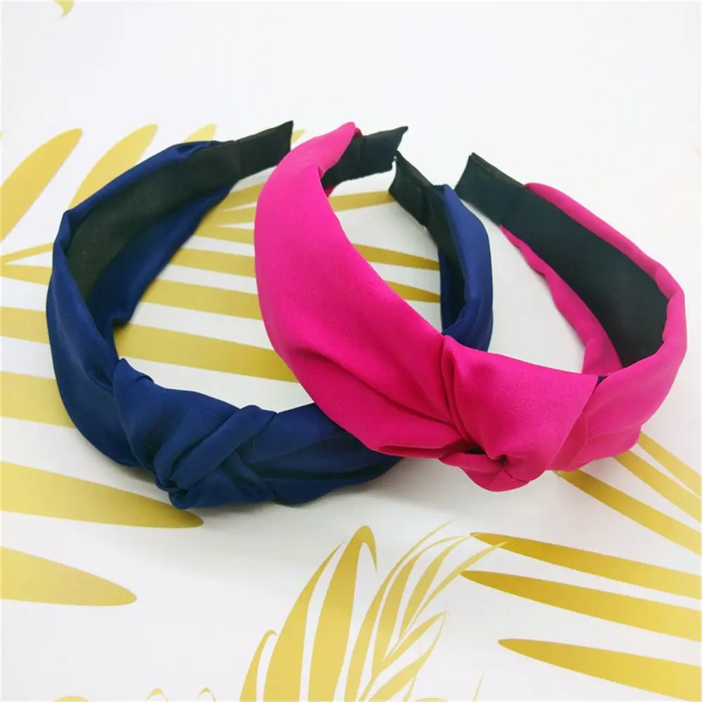 Headwear Makeup Fabric Headband Solid Color Satin Head Band Hair Bands Cross Knot Hair Hoop Hair Accessories