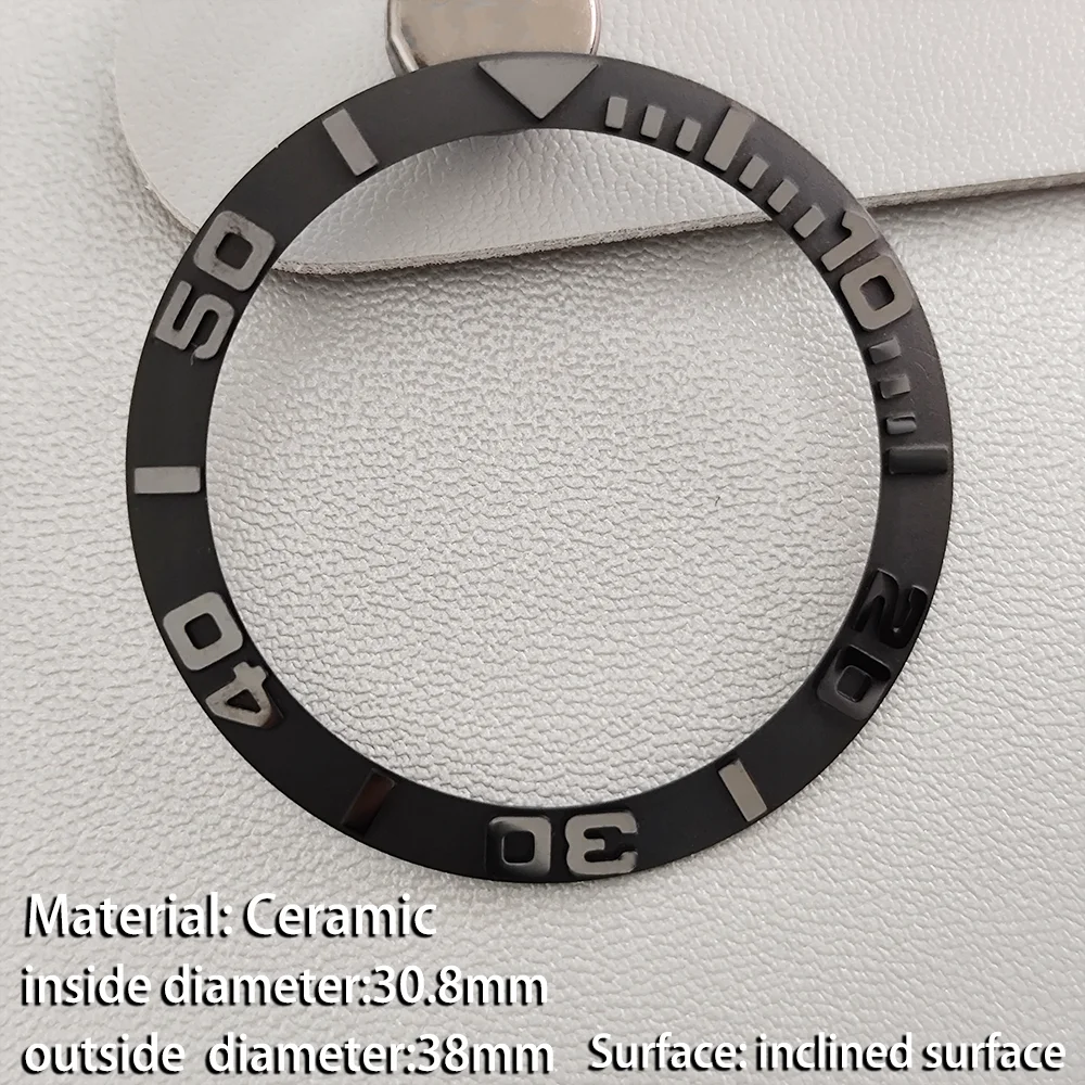 38mm Ceramic Tilted Bezels Insert Ring Fits 40mm Yacht Watches Case 30.8mm Inner Diameter For NH34 NH35 Series Watch Bezel Part