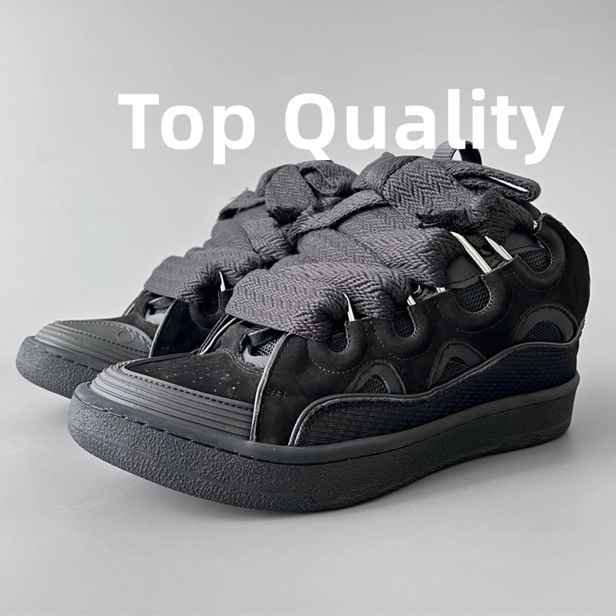 2024 Hip-hop women's Men's sports shoes New Thick tongue design Colorful shoelaces Casual Shoes  Genuine leather material