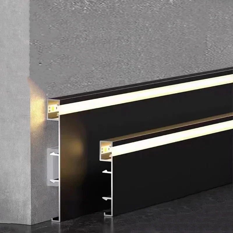 ledスケートボードライン、アルミニウムプロファイル、バックライト付きベースボード、チャンネル、pcカバー、装飾バー、ストリップライト、h78-mm、1m、1-10個