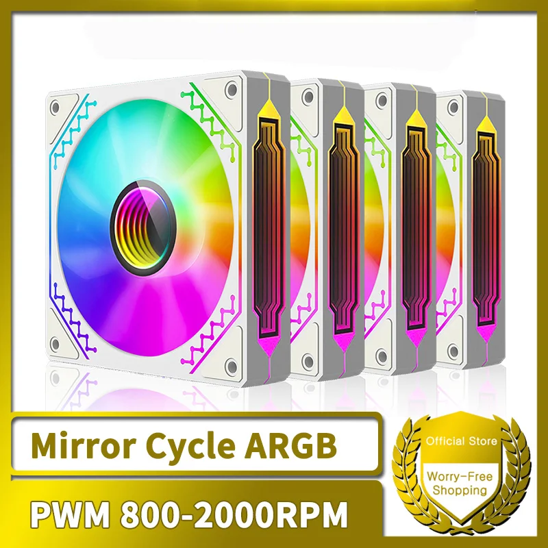 Prism12025 PC Case Fan 120mm 5V 3Pin ARGB Cyclic Mirror Light Effect PWM 800 to 2000RPM Cooling Fan