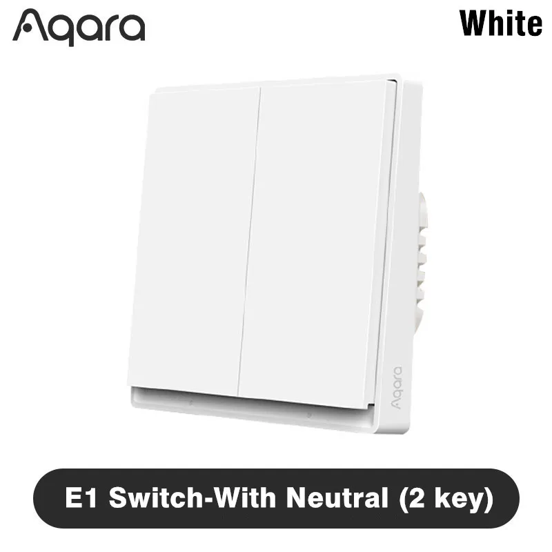 Aqara E1 slimme wandschakelaar, Zigbee 3.0, draadloze schakelaar voor verlichting, geschikt voor installatie met of zonder nuldraad, voor een slim huis, compatibel met Xiaomi Home en Homekit-app.