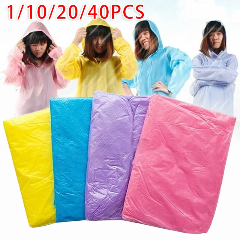 Chubasquero desechable portátil para exteriores, Poncho de lluvia para adultos, impermeable de emergencia, con capucha, Unisex, Universal, 1 unidad