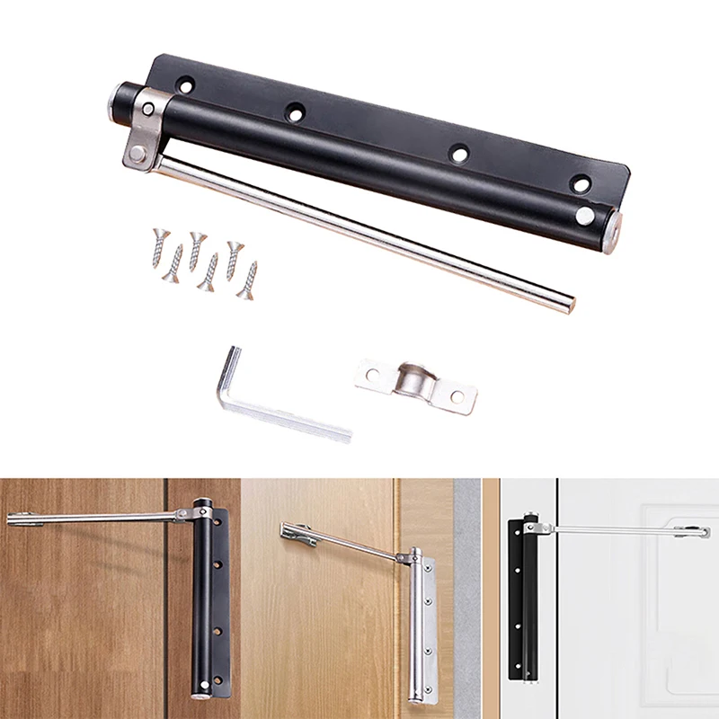 Automatic Door Closer Stainless Steel Adjustable Force Mounted Spring Latch Hinge With Screw Soft Closing Furniture Hardware