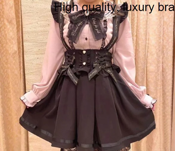 Styles 2023 Lolita New Spring Female Letters Strap Skirts Elegant Lace Patchwork Short Princess Skirt Drill Buckle Bow Miniskirt