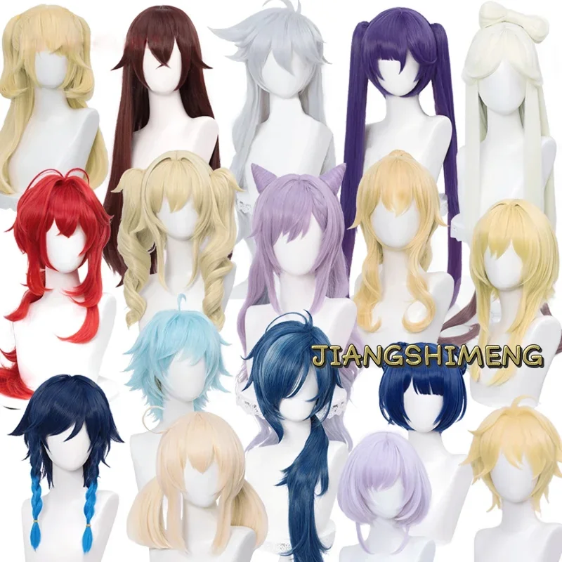 

Genshin Impact Venti Keqing Barbara Fischl Kaeya Lumine Aether Amber Wig Cosplay Rambut Sintetis Tahan Panas + Topi Wig