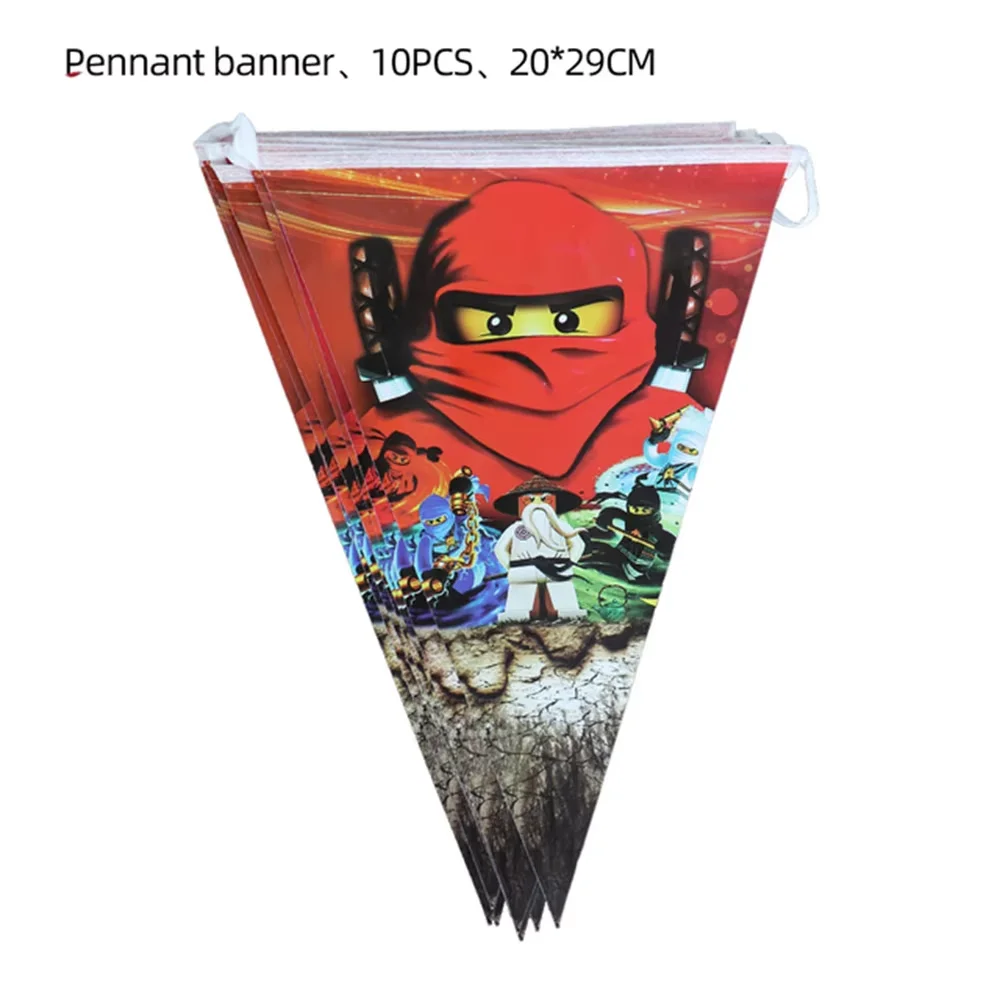 Geburtstagsparty-Dekorationsset: Ninjato-Becher, Teller, Banner, Schlüsselanhänger, Luftballons für Jungen, Kindergeburtstag, Babyparty, Fotokabinen-Requisiten