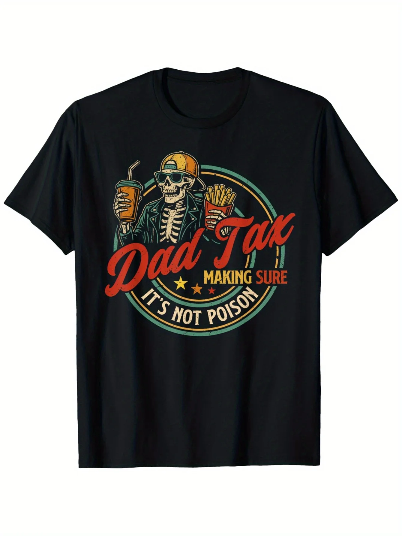 Camiseta divertida para el Día del Padre con la frase 'Dad Tax Making Sure It's Not Poison' para hombres, mujeres y parejas, tops de algodón modernos de manga corta, estilo urbano.