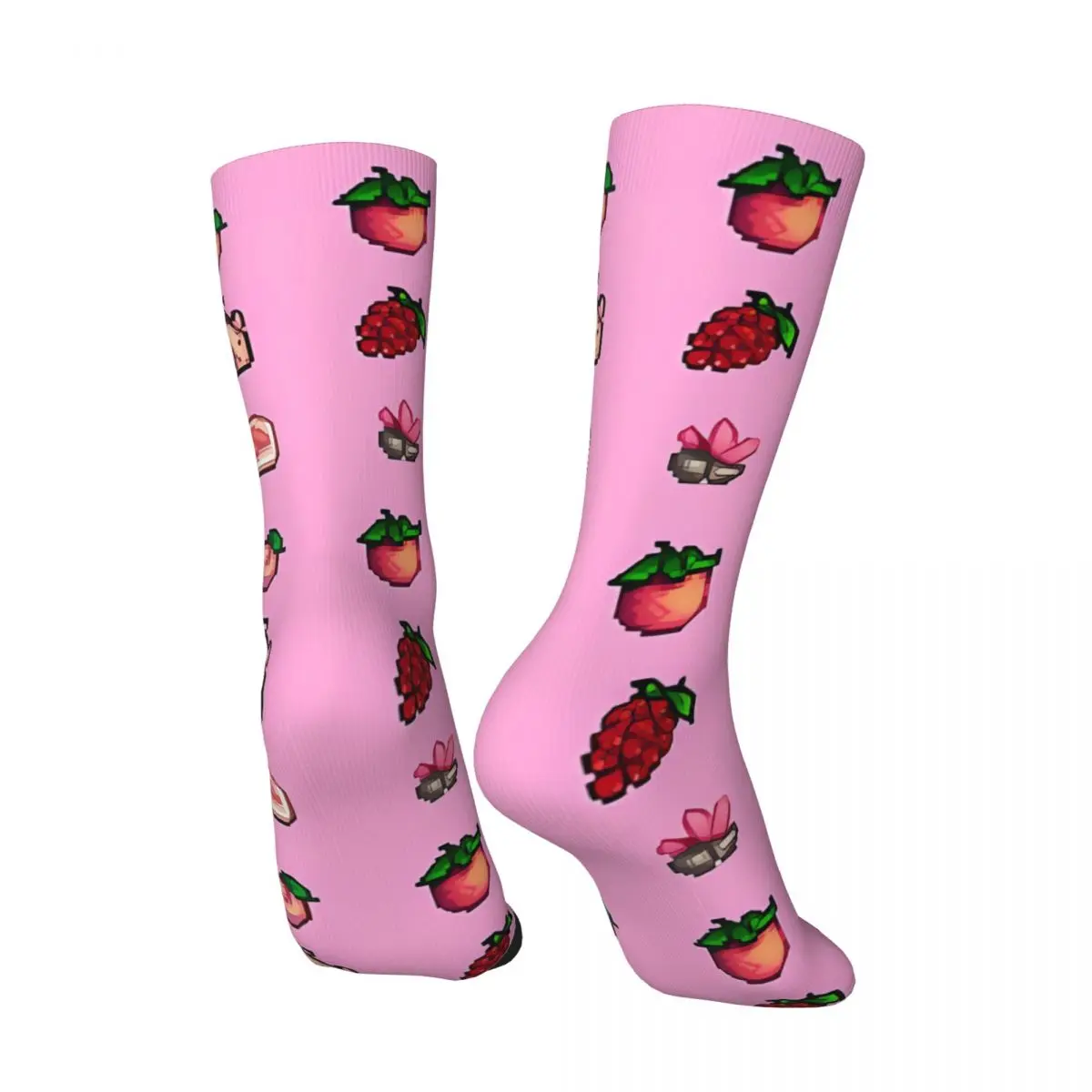 Happy Funny Pink Pattern Men's Socks Retro Harajuku Stardew Valley Hip Hop Novelty Casual Crew Crazy Sock Gift Printed