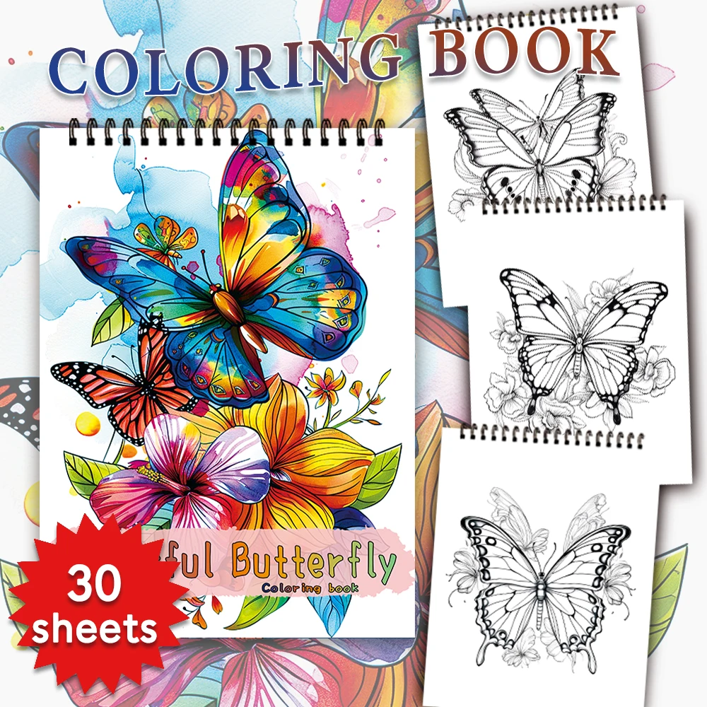 30 Sheets Adult Spiral Colouring Book, 11.2x 8.3 inches 100gsm Thick Paper, Perfect for Back to School Gifts, Halloween Gifts