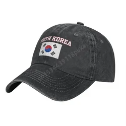 Unisex Adult South Korea Flag South Korean Charcoal Washed Denim Baseball Cap Men Classic Vintage Cotton Dad Trucker Hat